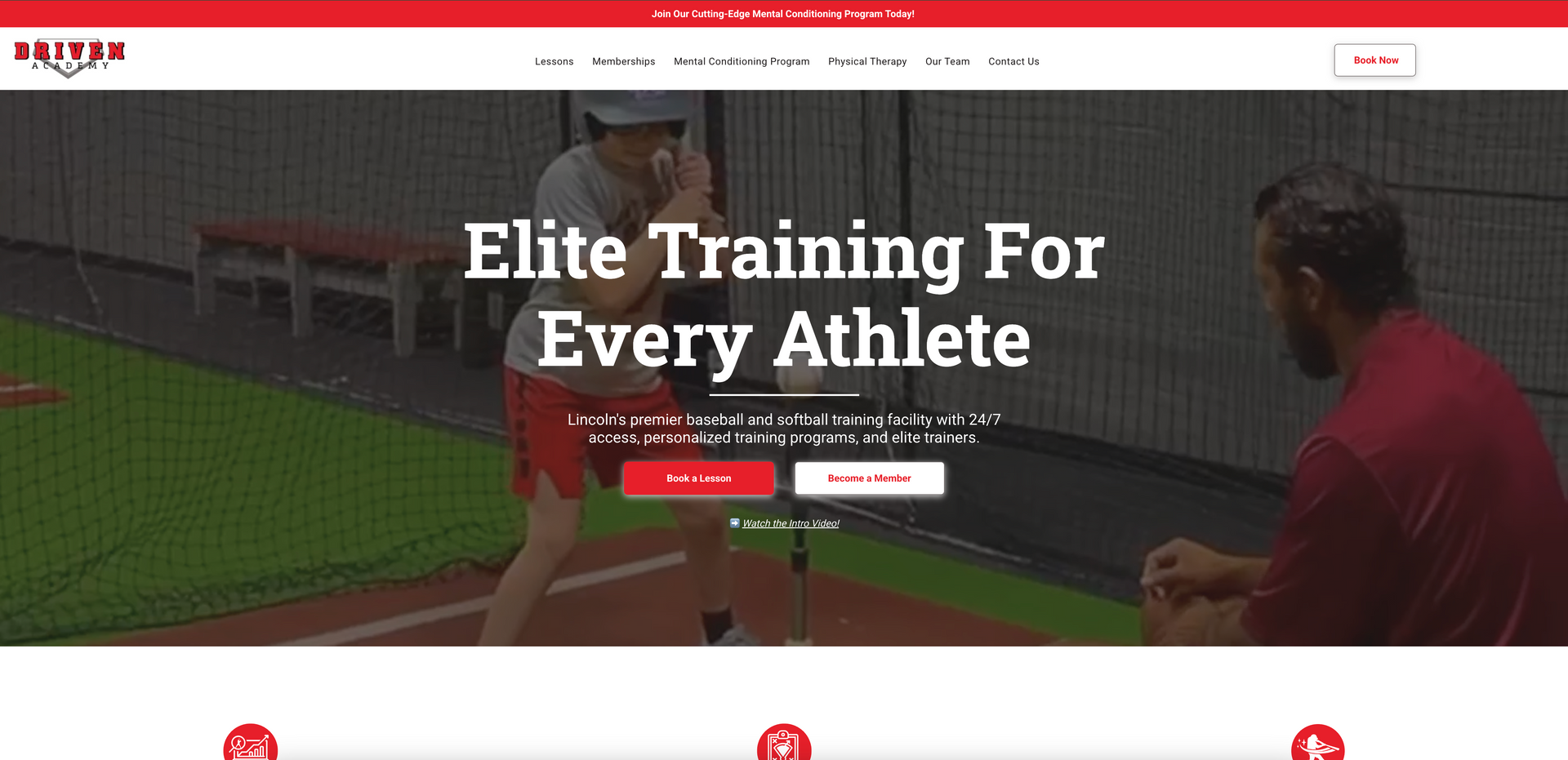 A screenshot of the website for elite training for every athlete.