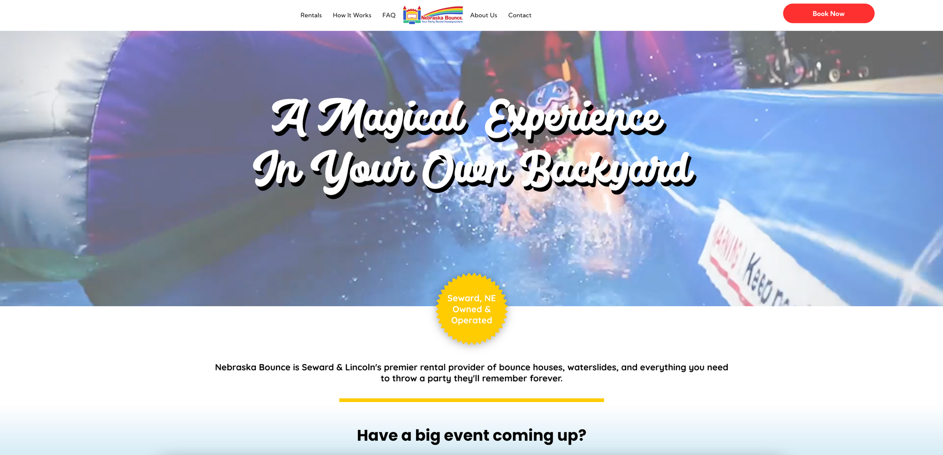 A screenshot of a website that says `` a magical experience in your own backyard ''