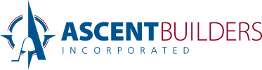 A logo for a company called ascent builders incorporated