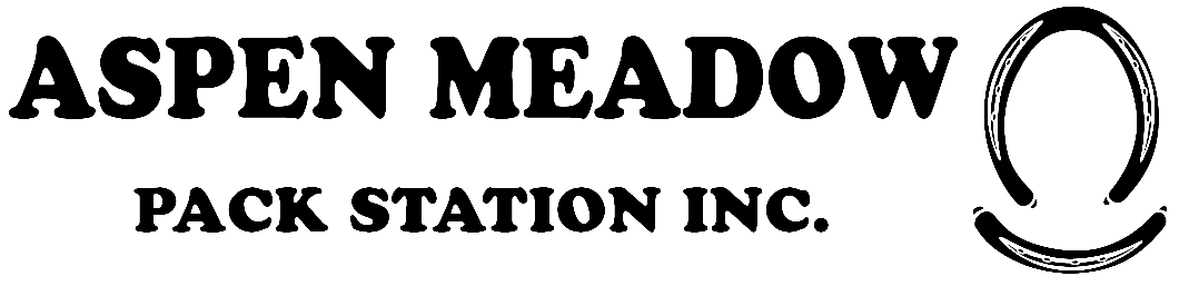 A black and white logo for aspen meadow pack station inc.