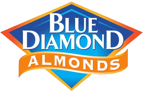 The blue diamond almonds logo is shown on a white background