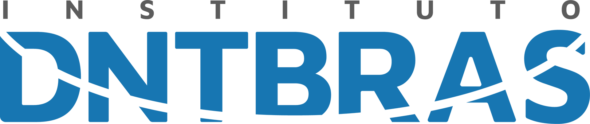 Logotipo da DNTBRAS em azul com letras cinza e uma barra azul sublinhada.
