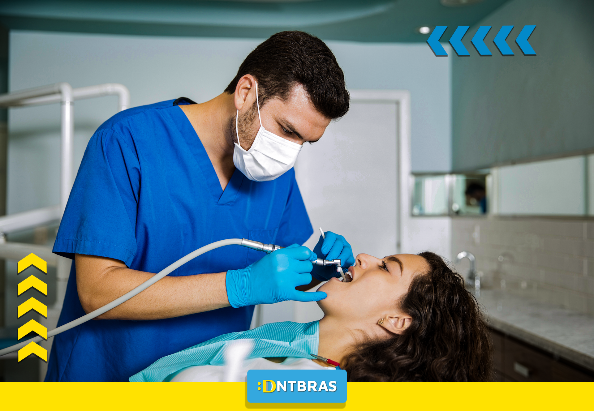 um dentista está examinando os dentes de uma mulher em um consultório odontológico.