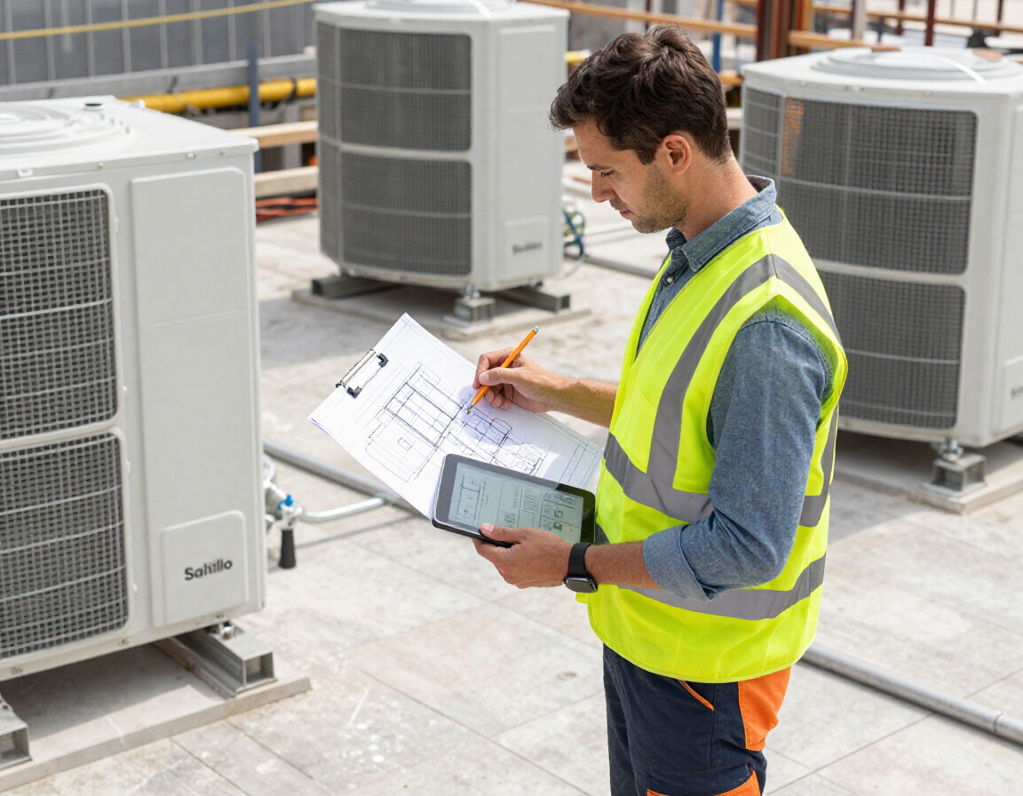 Sala mec&aacute;nica con sistema de climatizaci&oacute;n industrial