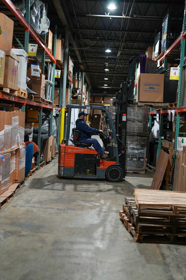 forklift in warehouse