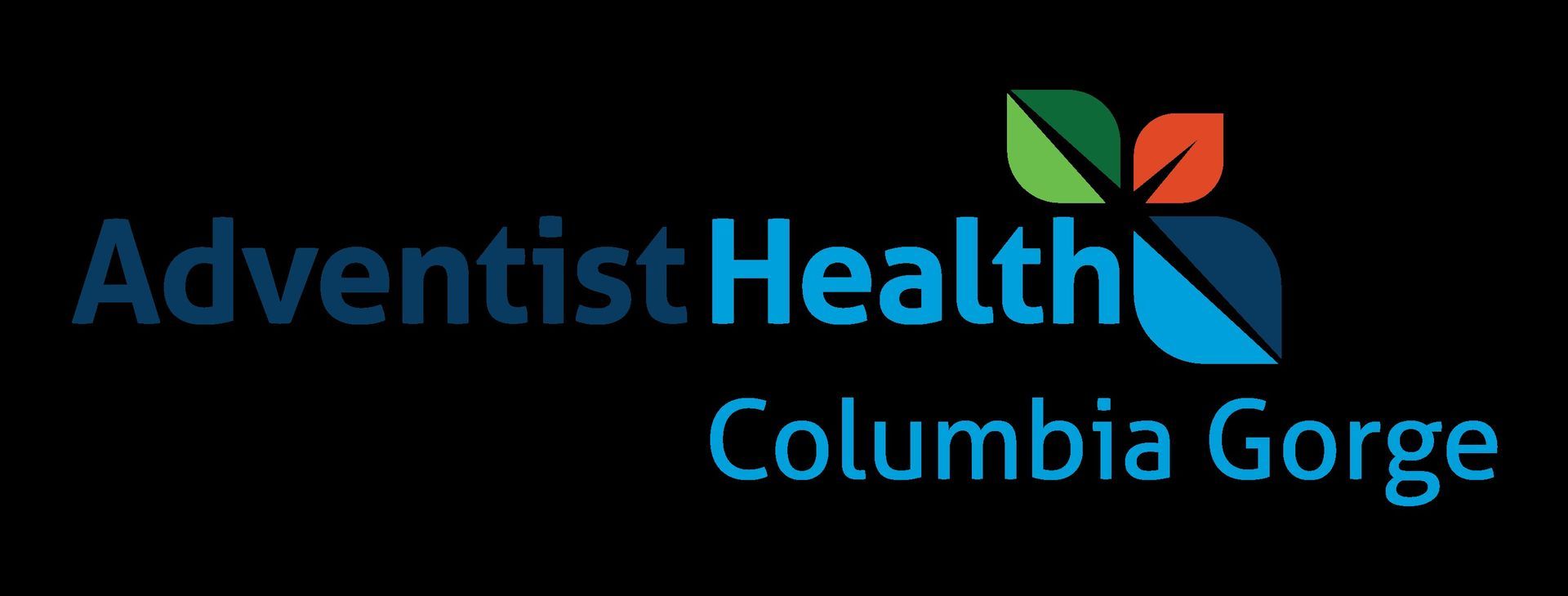 A logo for adventist health columbia gorge on a black background