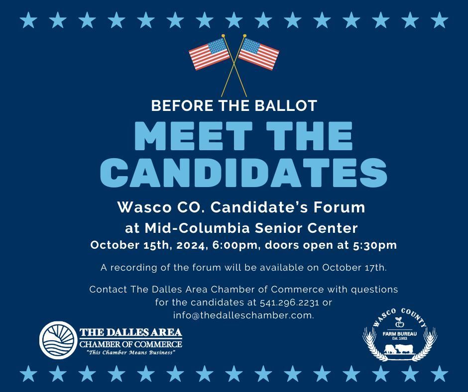 A blue sign that says before the ballot meet the candidates