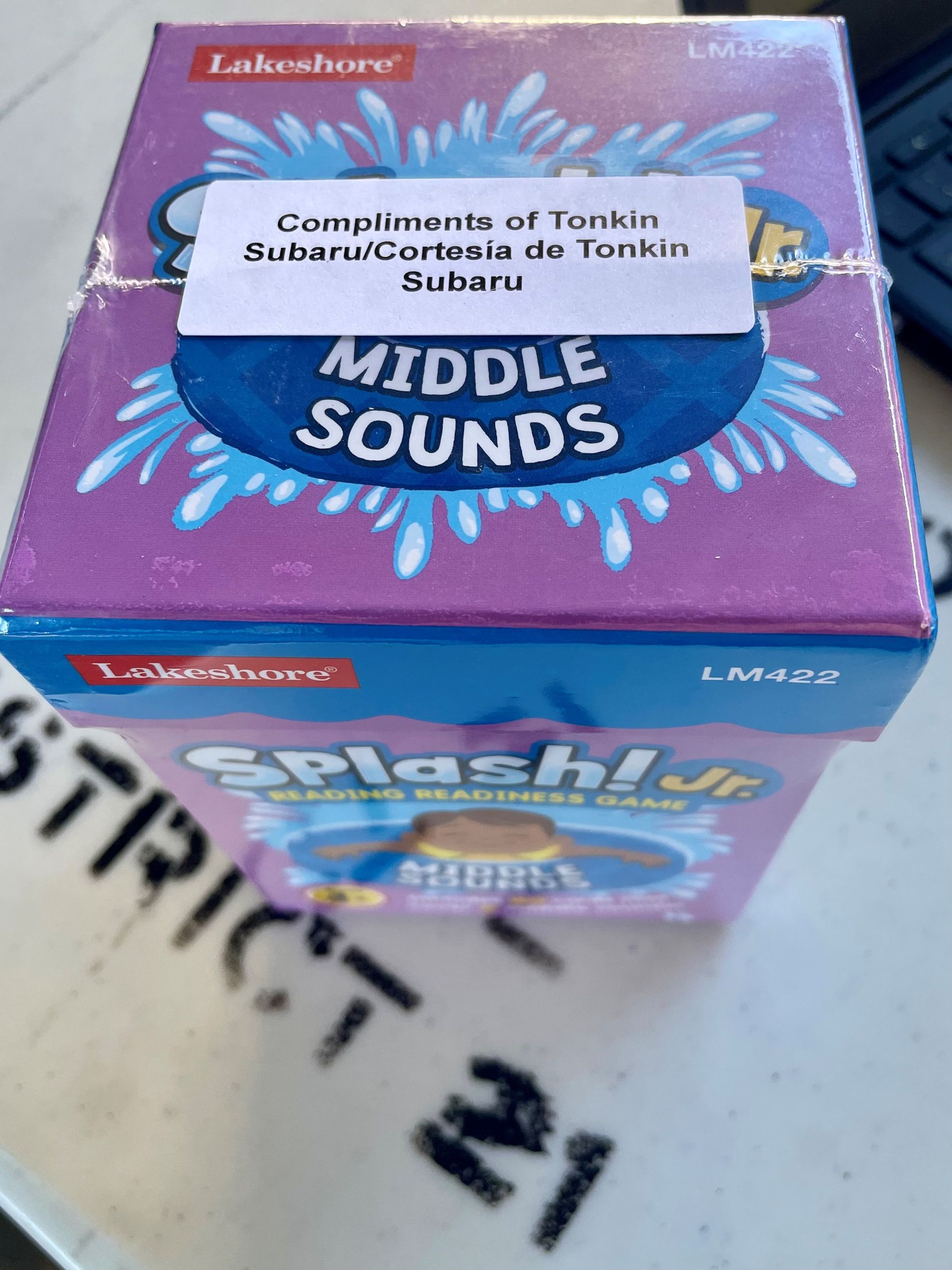A box of middle sounds sits on a table