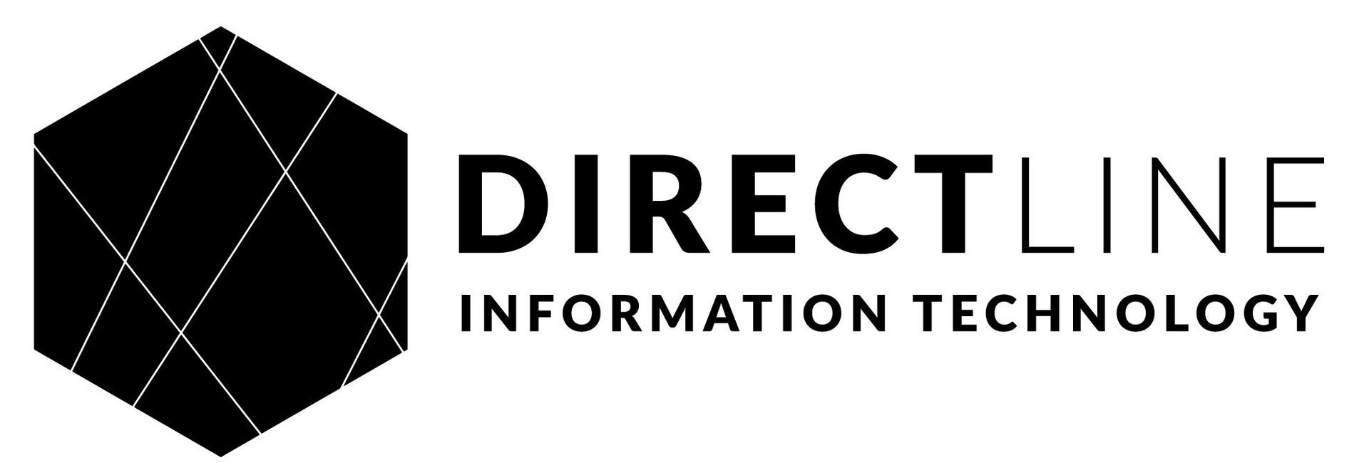 A black and white logo for directline information technology.