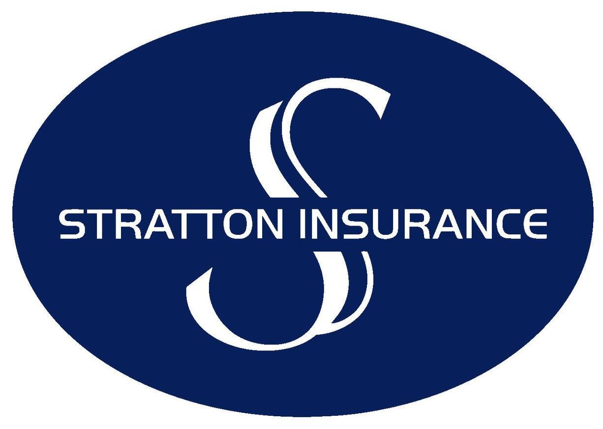 A blue oval with the words stratton insurance on it