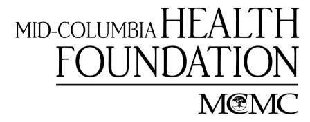 The logo for the mid-columbia health foundation is black and white.