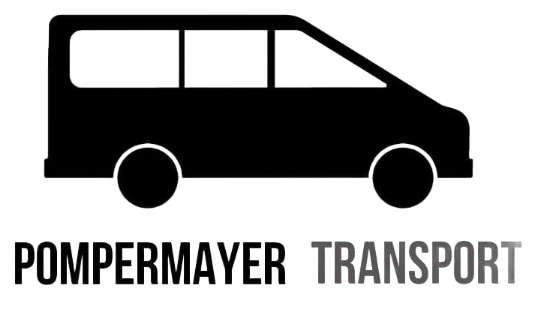 Black van logo with &ldquo;POMPERMAYER TRANSPORT&rdquo; text below