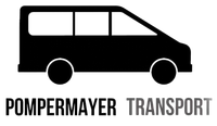 Black van logo with “POMPERMAYER TRANSPORT” text below