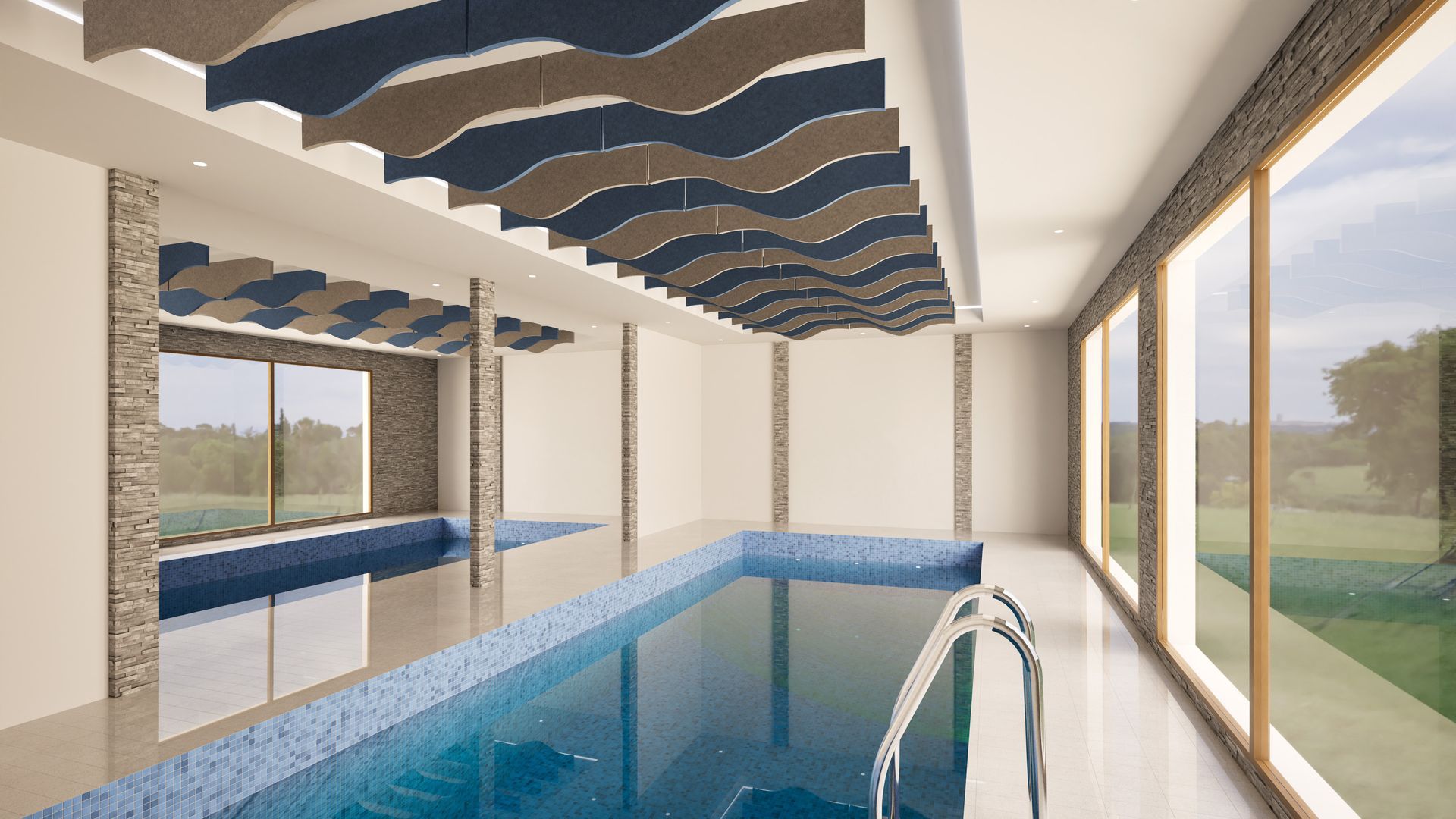 ProSound Acoustic Ceiling Rafts in a restaurant 