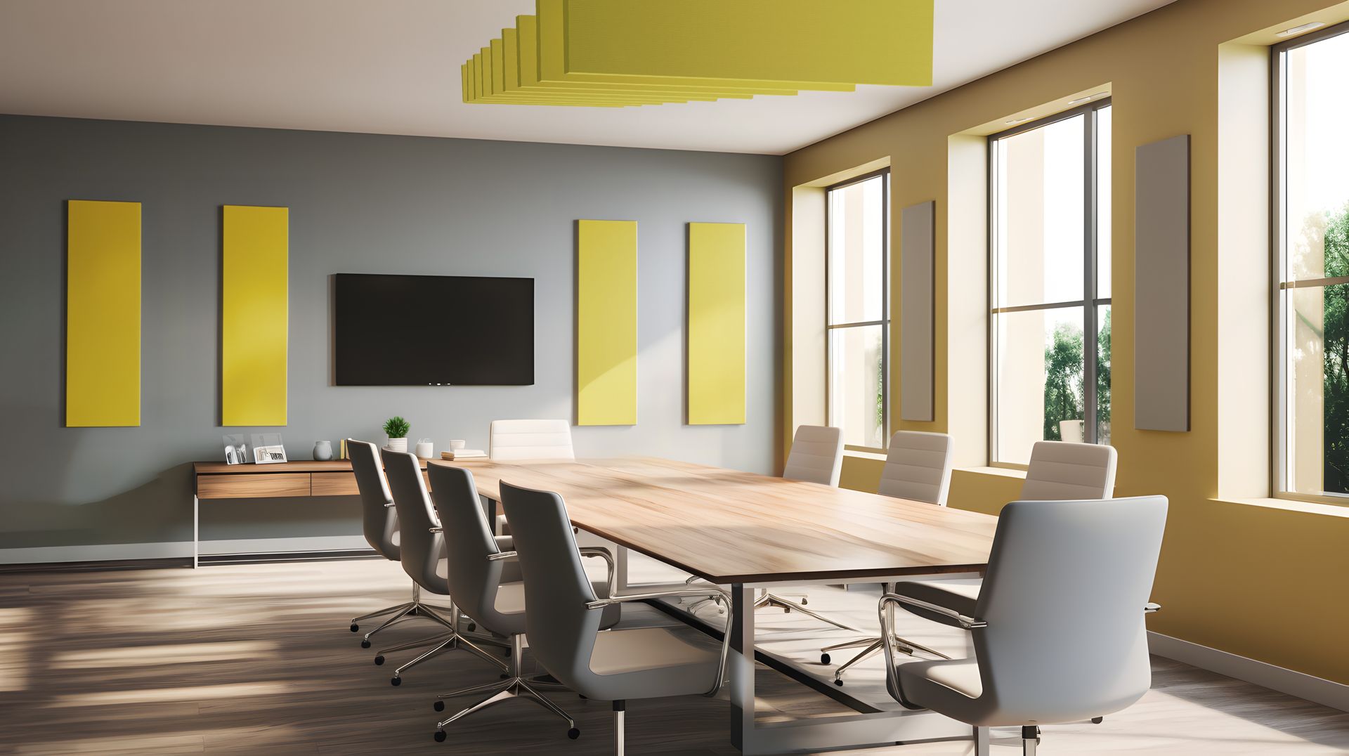 Acoustic wall panels and ceiling baffles
