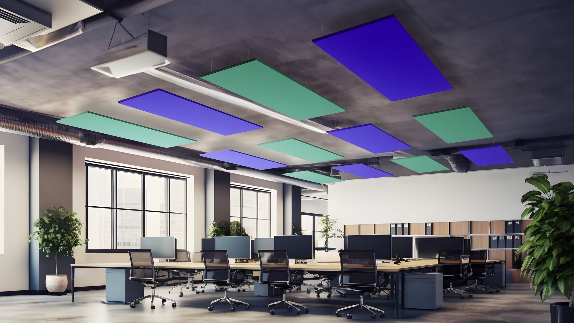 office acoustic ceiling rafts