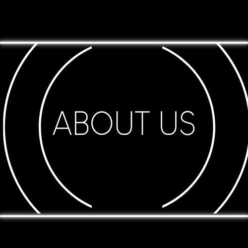 The word about us is written in white on a black background.