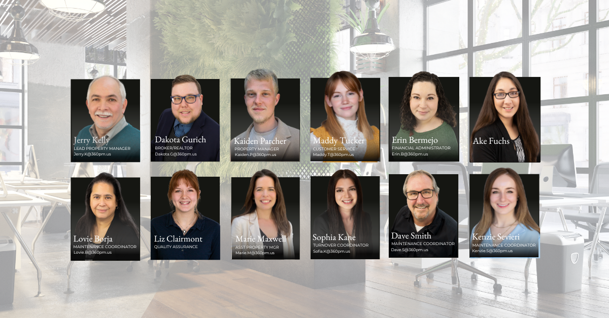 The full 360 Property Management team on Whidbey Island, including property managers, leasing agent,