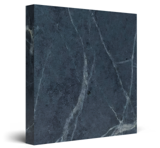 Dark gray soapstone tile with white veining, shown as a square sample on a white background