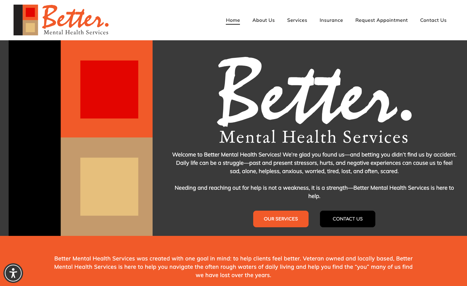 A screenshot of a website for better mental health services