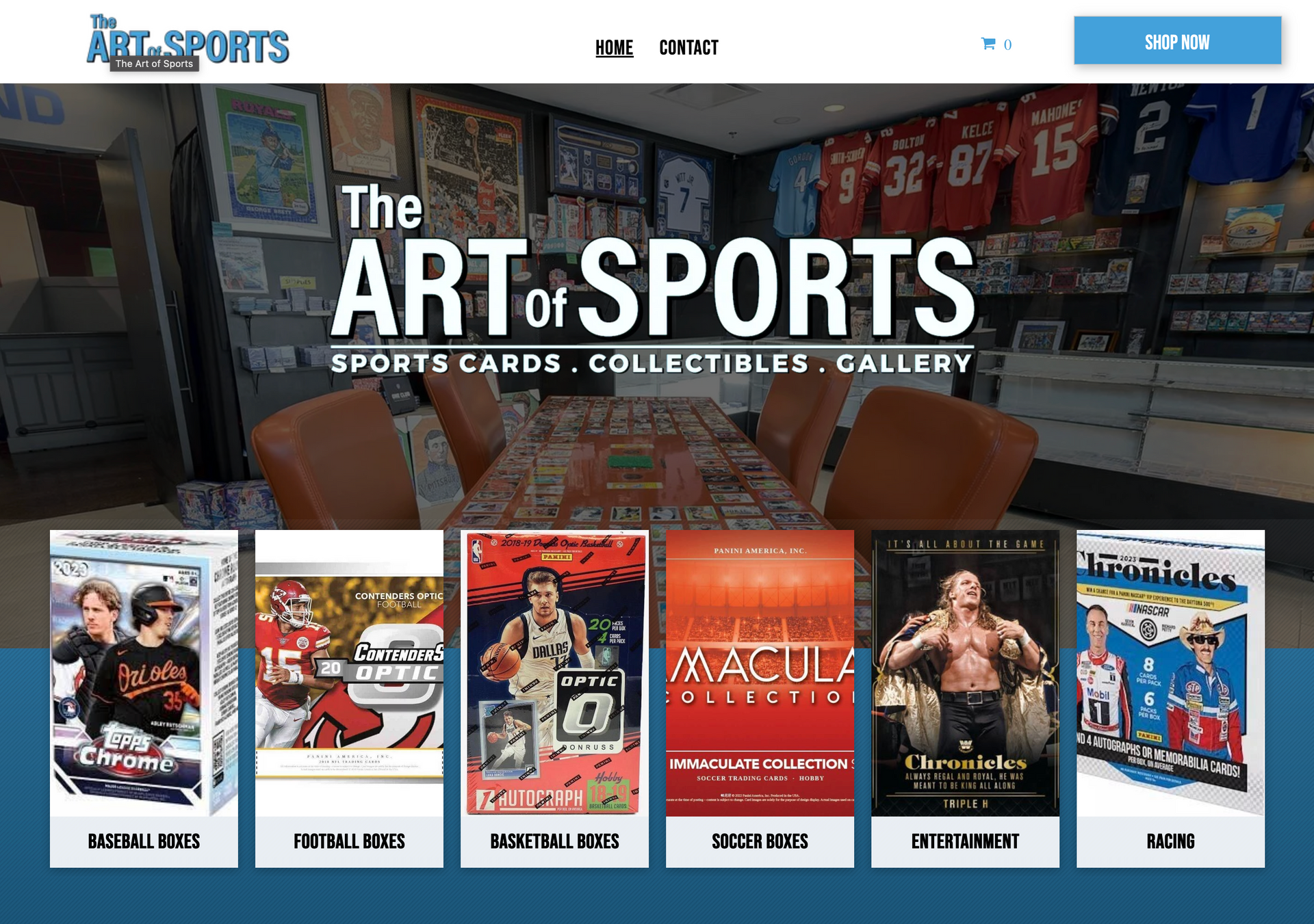 A screenshot of the art of sports website.