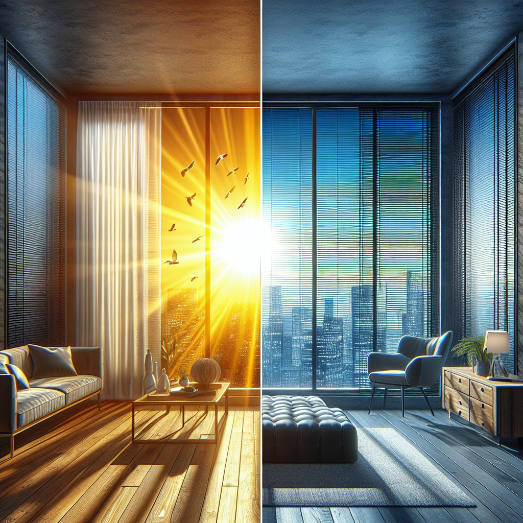 A living room with the sun shining through the window