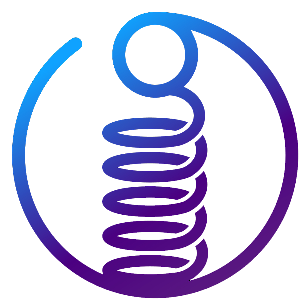 A blue and purple spring in a circle on a white background.