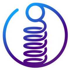 A blue and purple spring in a circle on a white background.