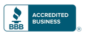 BBB Accredited Business badge with blue and white logo