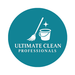 Gold broom logo with “Ultimate Clean Professionals” and tagline “Cleaning experts with a passion for perfection”