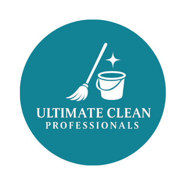 Ultimate Clean Professionals logo with broom and bucket on teal circle