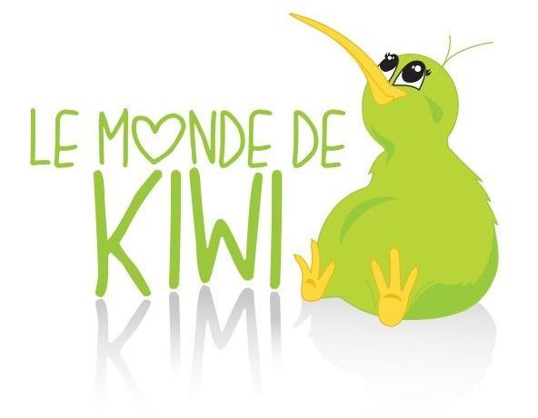 Un kiwi vert est assis devant les mots le monde de kiwi