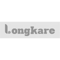 Longkare logo in gray text on a gray rectangular background.