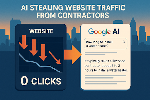 An advertisement for ai stealing website traffic from contractors
