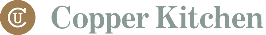 Copper Kitchen logo with a circular gold emblem containing the letters 