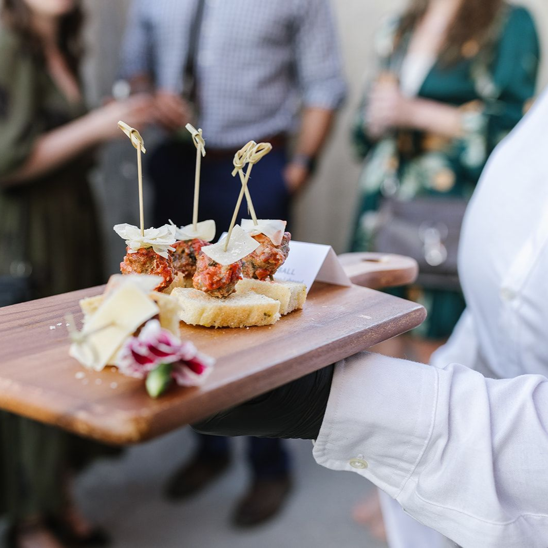 Passed appetizers from a corporate catering event in Maryland
