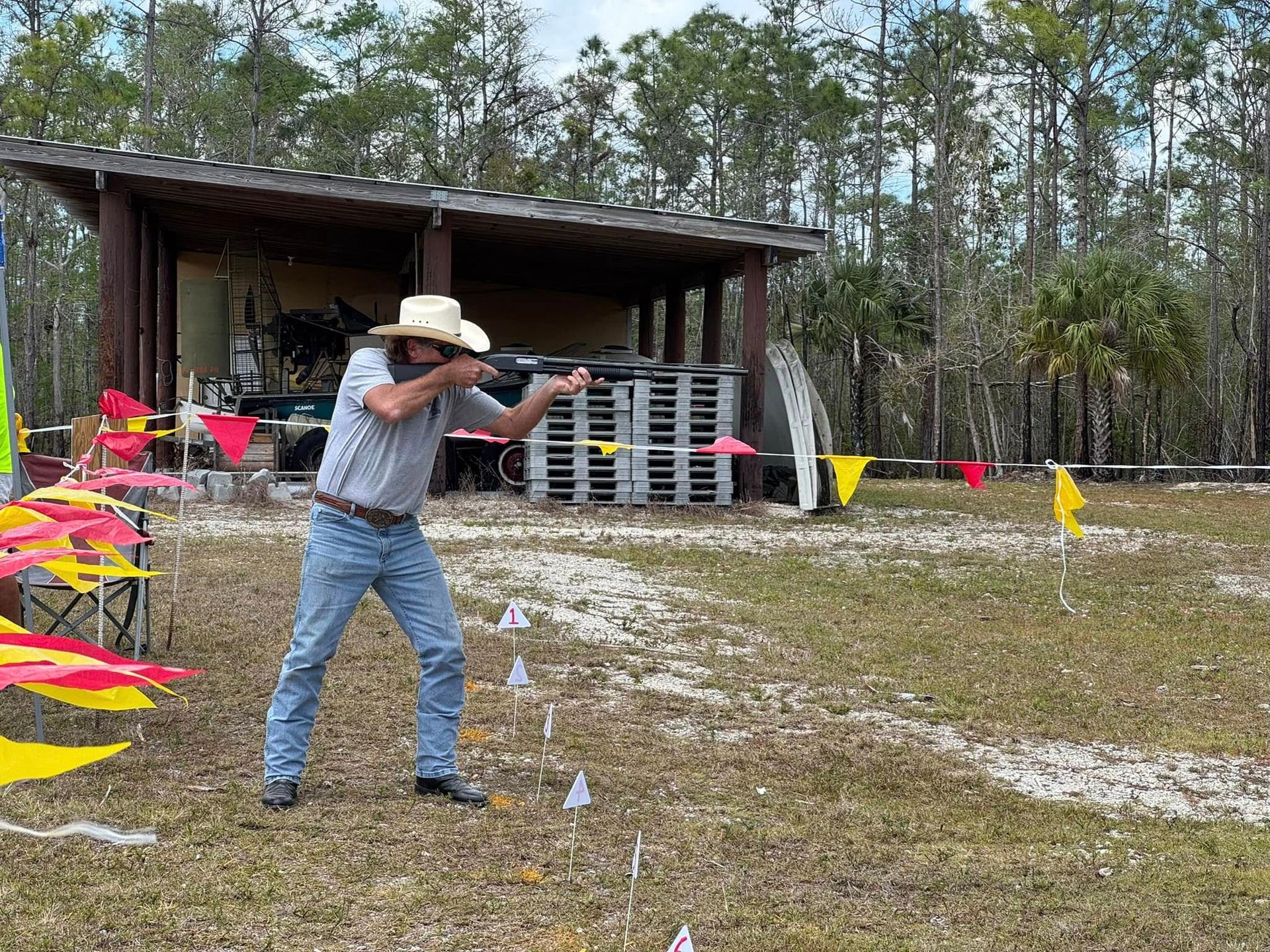 man shooting  a gun
