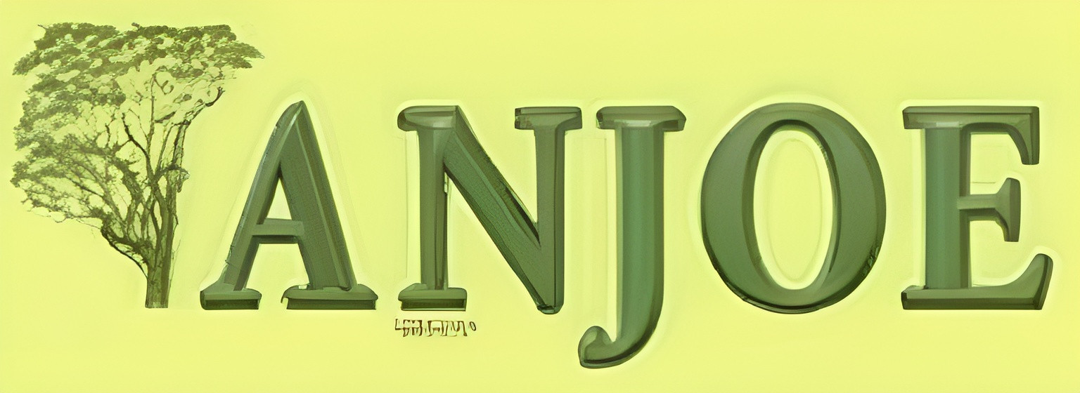 The word anjoe is on a yellow background