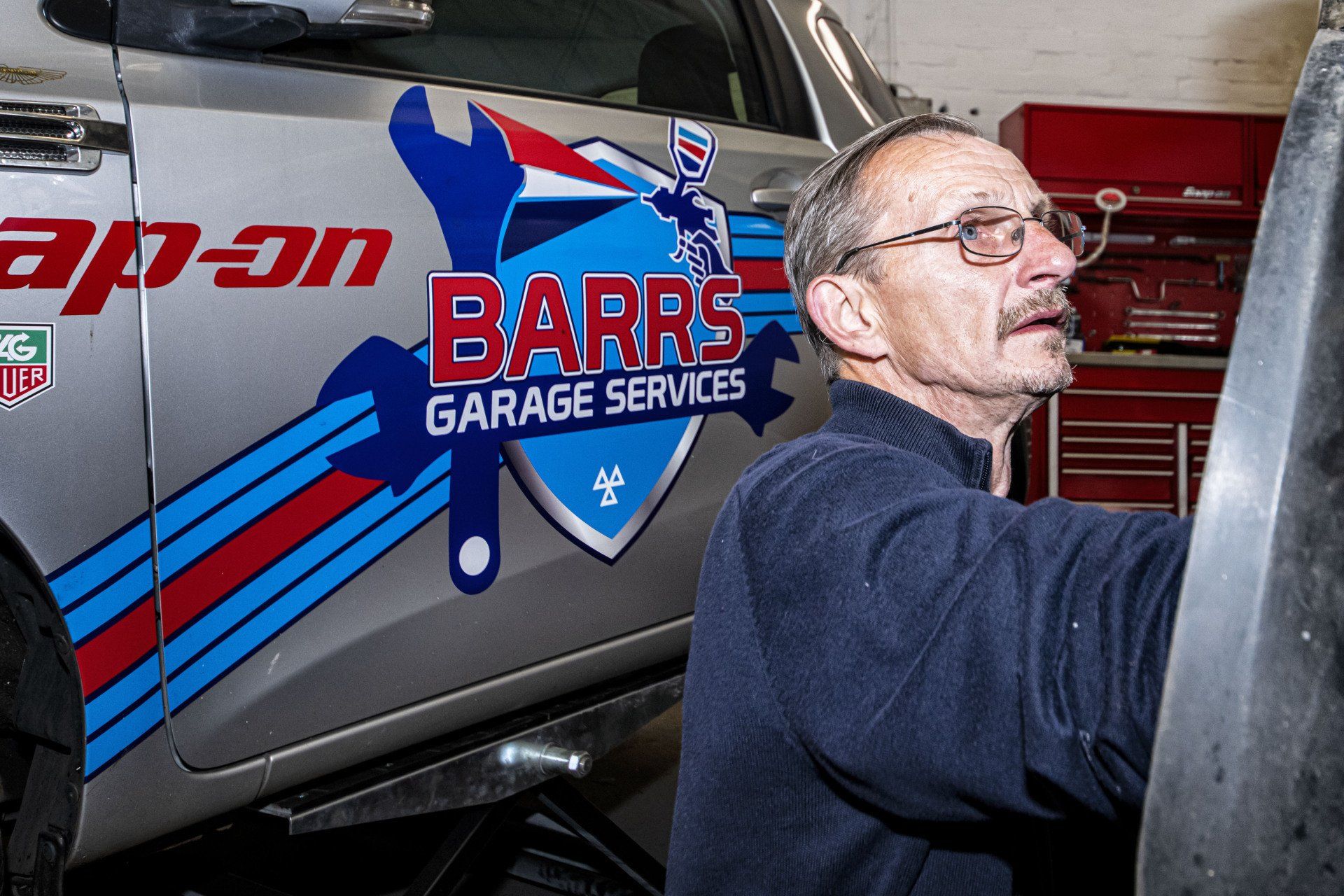 mechanic in garage