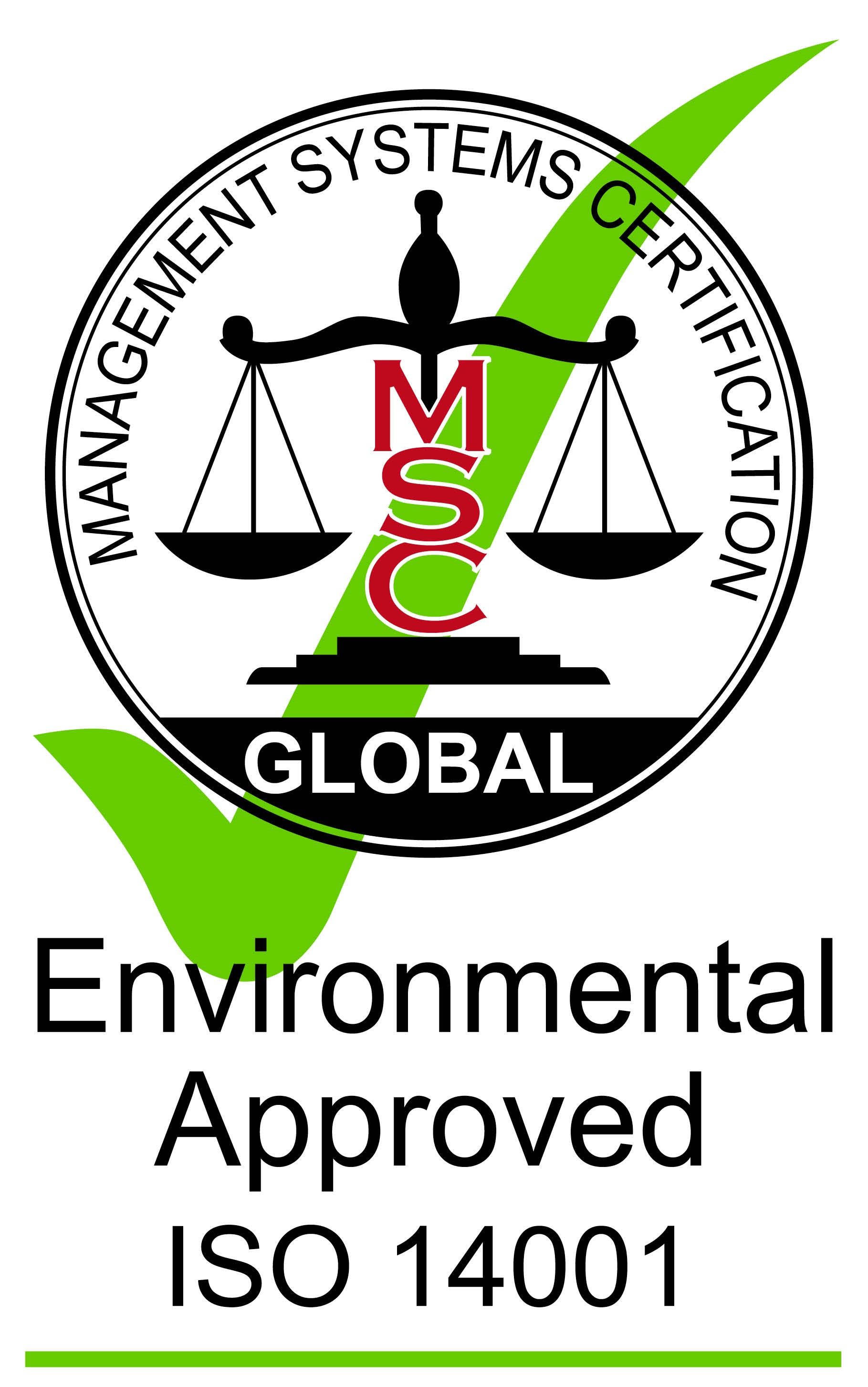 A logo for global management systems certification environmental approved iso 14001