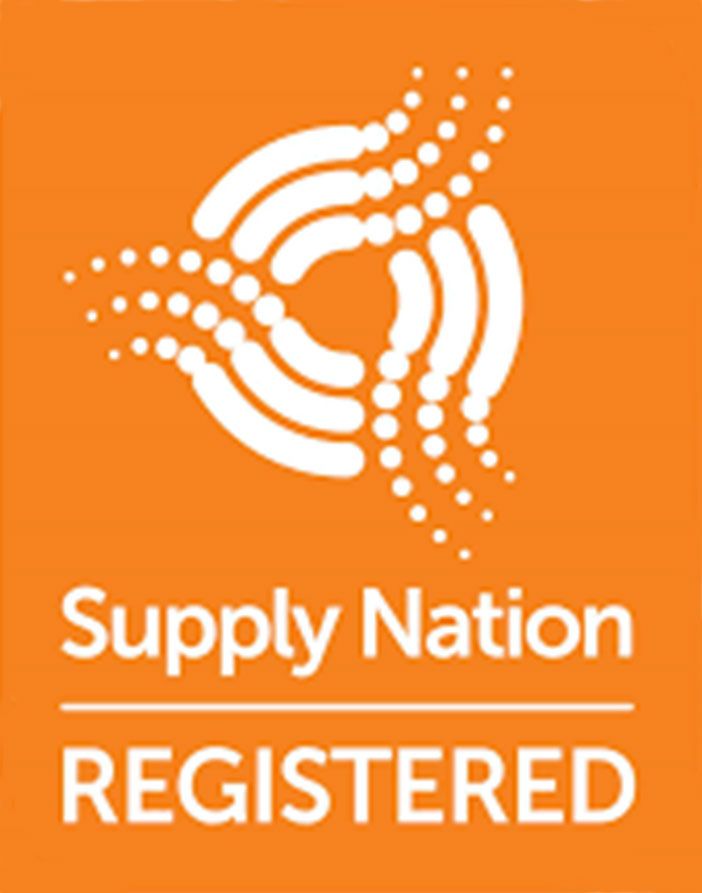 Supply nation registered logo on an orange background