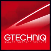 A red and white logo for gtechiq smart surface science