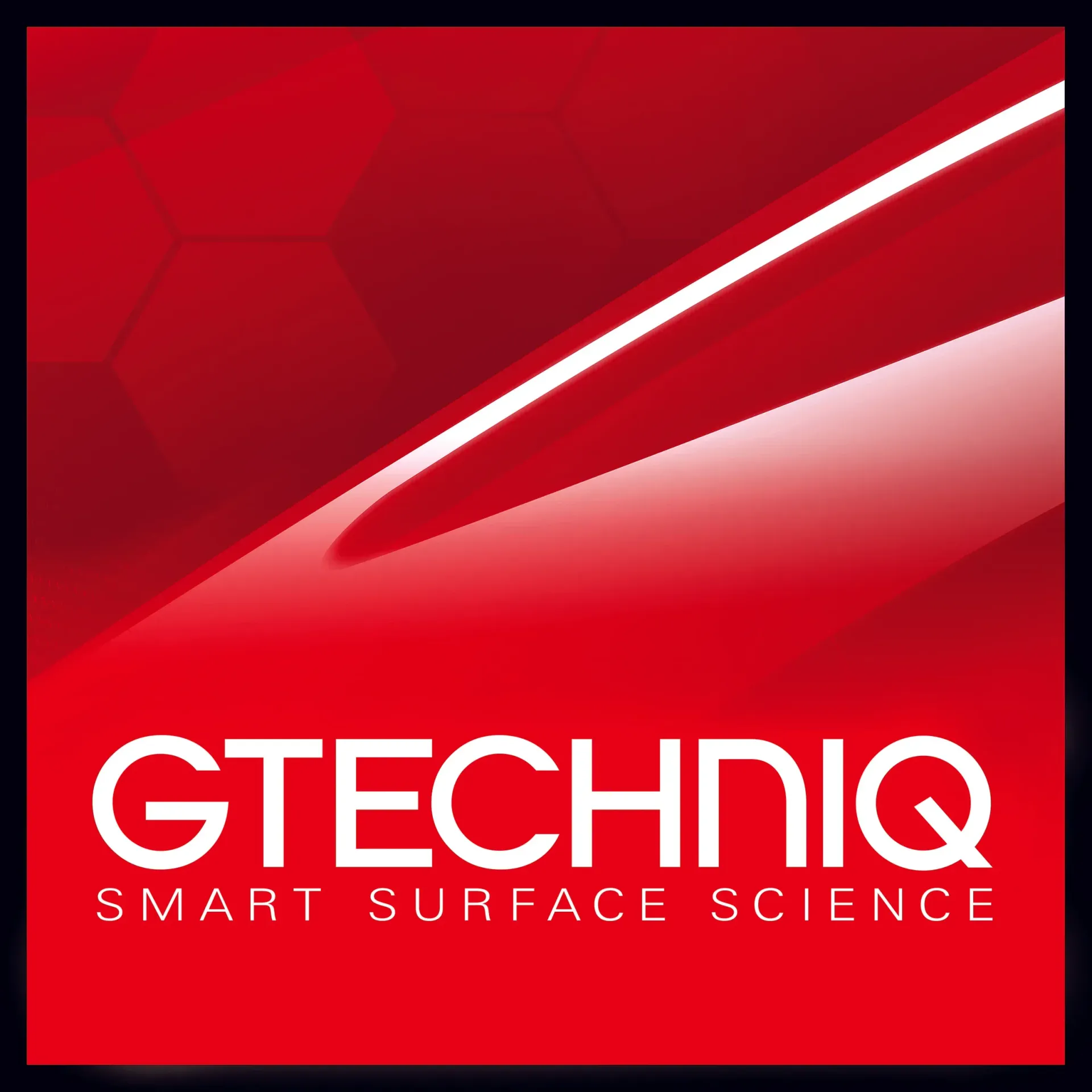 A red and white logo for gtechiq smart surface science