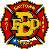 A fire department logo for Baytown fire department in Texas
