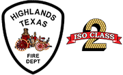 A patch logo for the Highlands Texas Fire Dept.