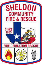 A logo for the Sheldon Community fire and rescue