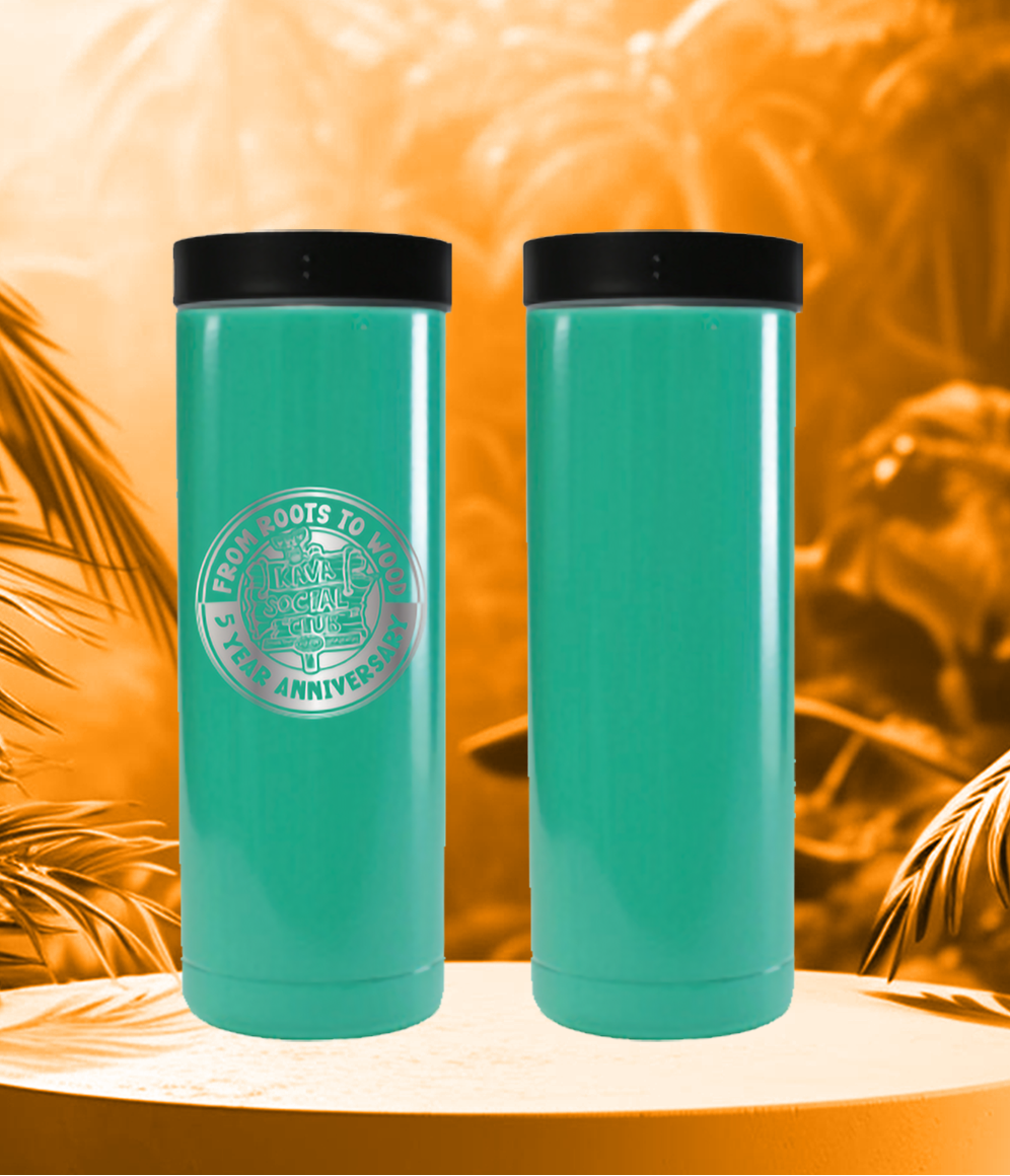 Two white bottles with a seal on them are sitting on a green table.