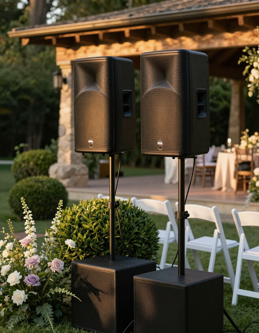 Professional audio setup at a wedding ceremony