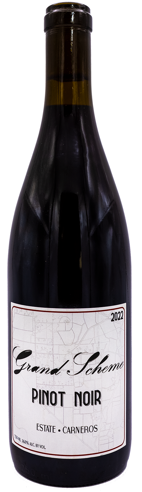 2022 Estate Carneros Pinot Noir wine with a white label on a white background.