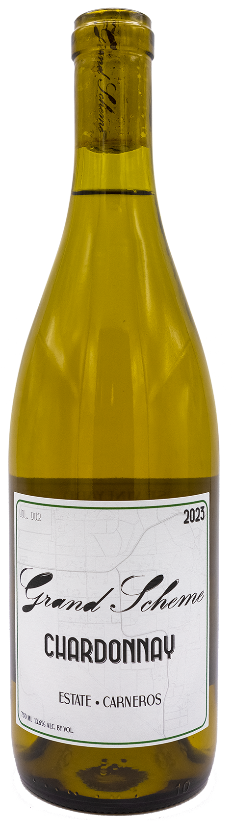 2023 Estate Carneros Chardonnay wine with a white label on a white background.